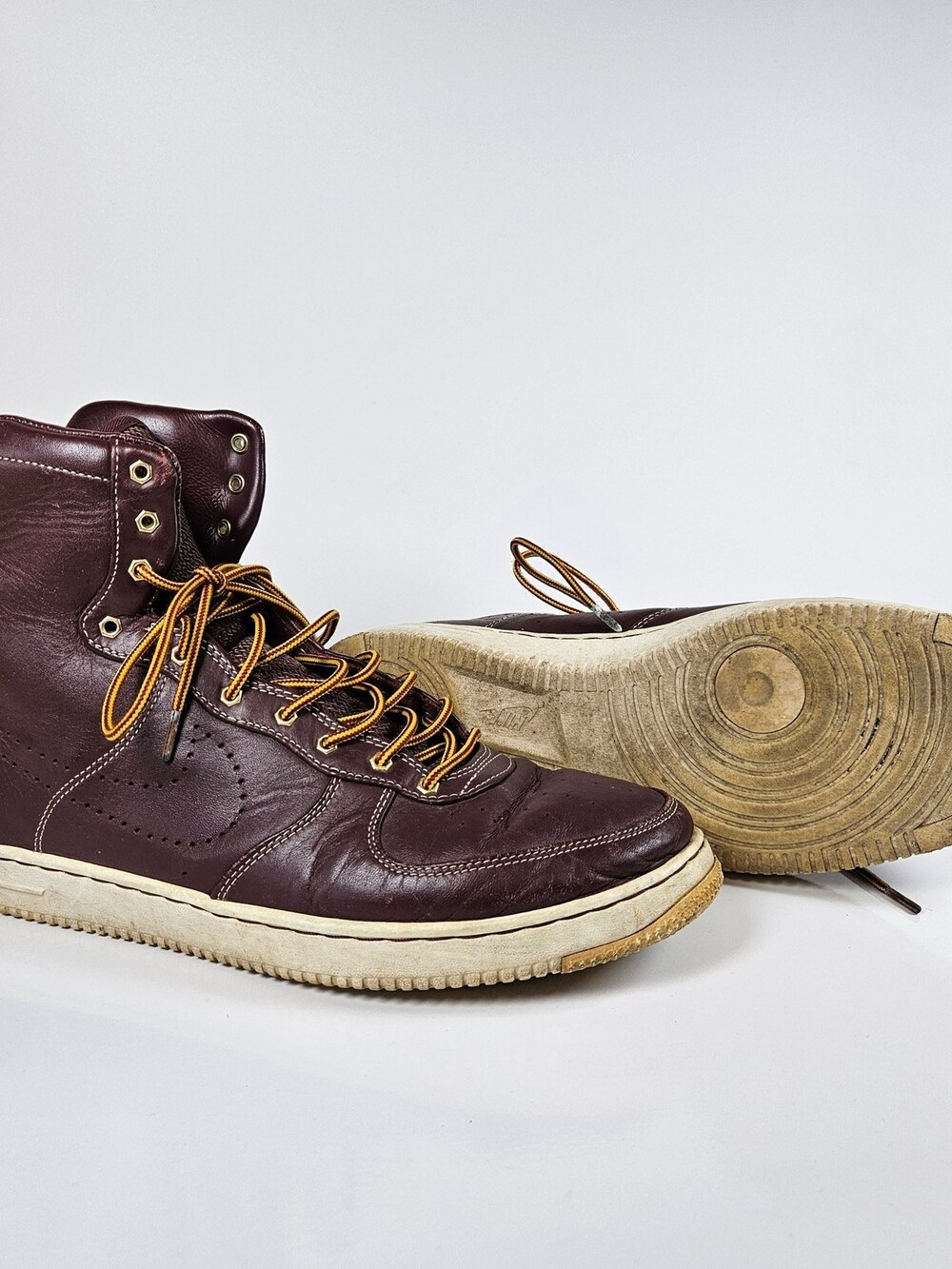 Nike Air Force 1 High Top Sneaker Boot Leather Dark Burgundy Men's Size 12